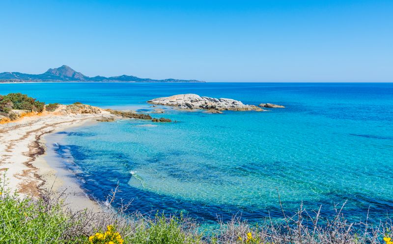 Ancient ruins and clear water in Greece